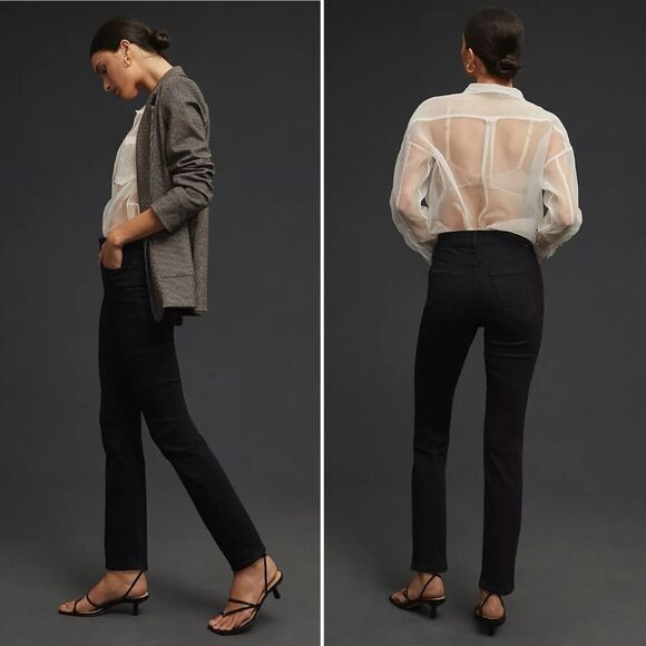 Mother Dazzler Ankle Black Straight Leg Stretch Jeans Not Guilty Size 26 - Picture 15 of 15